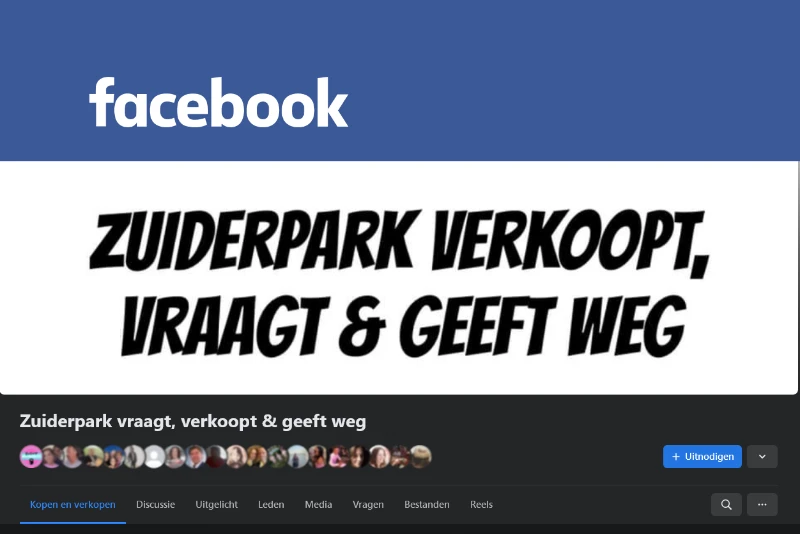 Facebook groep Zuiderpark Vraagt Verkoopt Geeft Weg