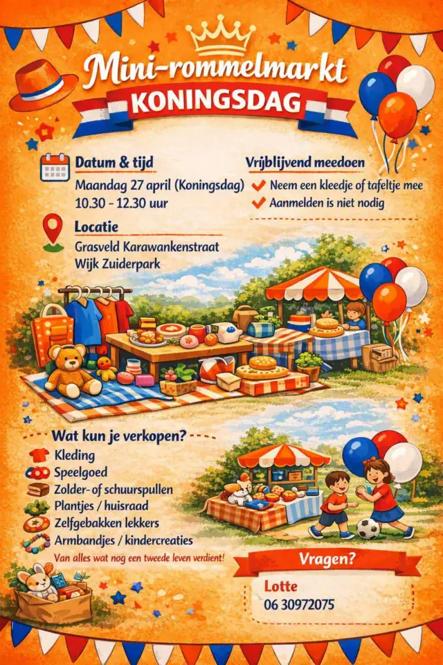 Mini-rommelmarkt op Koningsdag